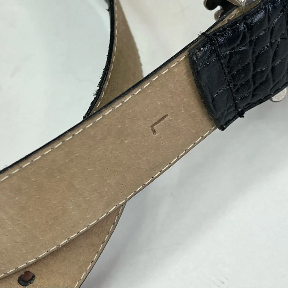 Belts Black Leather Lg Silver Croc Concho Adjustable + Brown Cherokee M 3 total